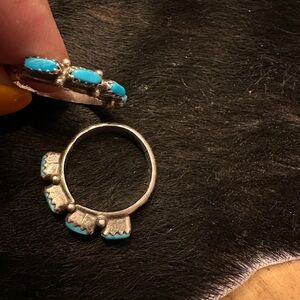 2 Sterling rings with 3 turquoise stone sz 7!